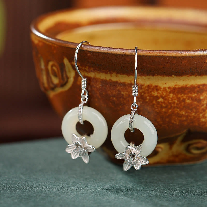 Buddha Stones925 スターリングシルバー 和田翡翠 平和バックル 蘭 繁栄のイヤリング