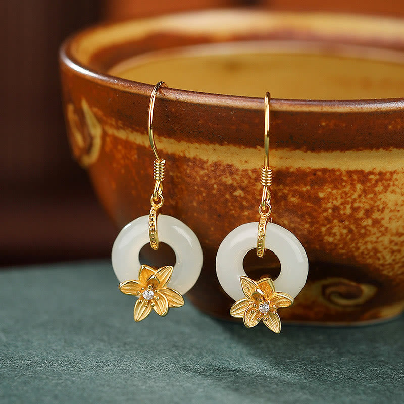 Buddha Stones925 スターリングシルバー 和田翡翠 平和バックル 蘭 繁栄のイヤリング