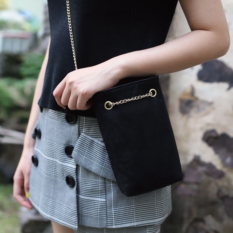 Buddha Stonesの小さなメープルリーフ柿メタルチェーンクロスボディバッグショルダーバッグ携帯電話バッグ