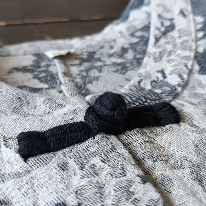 Buddha Stonesブラックグレープリント カエルボタンデザイン 長袖 コットンリネン ジャケット シャツ ポケット付き - image 7