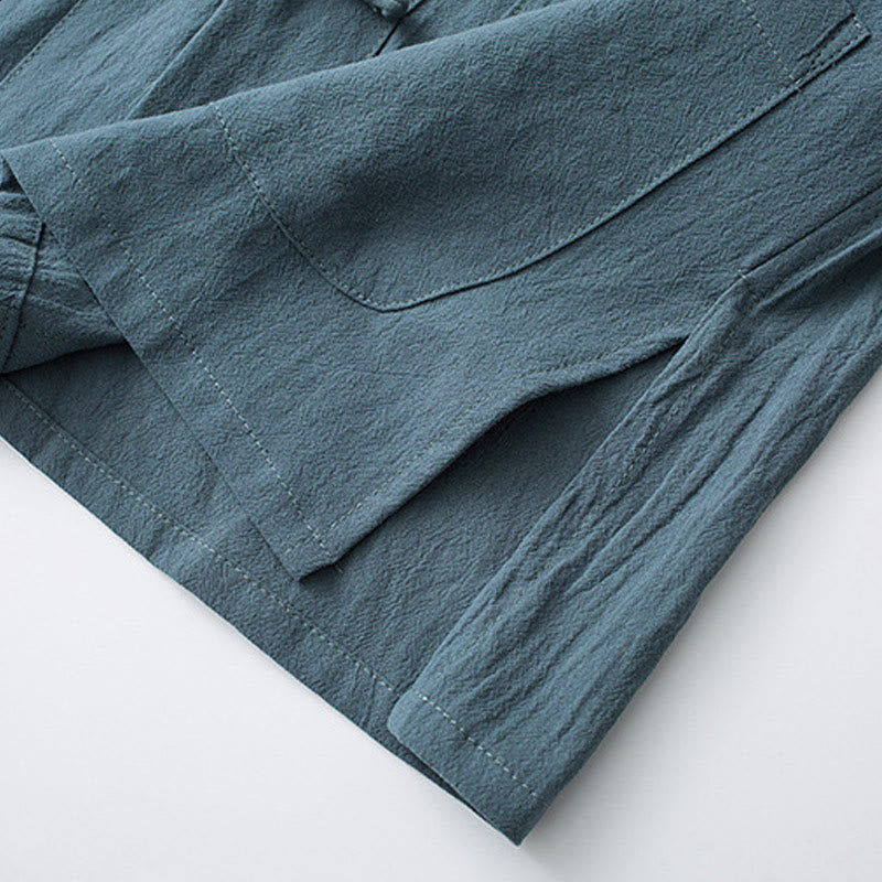 Buddha Stonesカエルボタン 中国唐装 半袖シャツ コットン メンズ ポケット付き - image 9