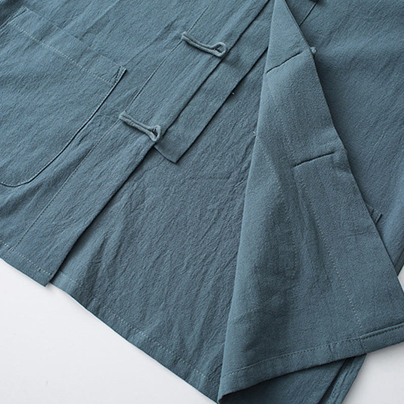 Buddha Stonesカエルボタン 中国唐装 半袖シャツ コットン メンズ ポケット付き - image 8