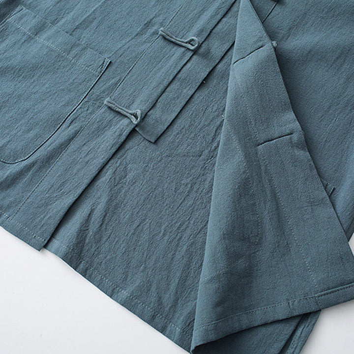 Buddha Stonesカエルボタン 中国唐装 半袖シャツ コットン メンズ ポケット付き - image 8