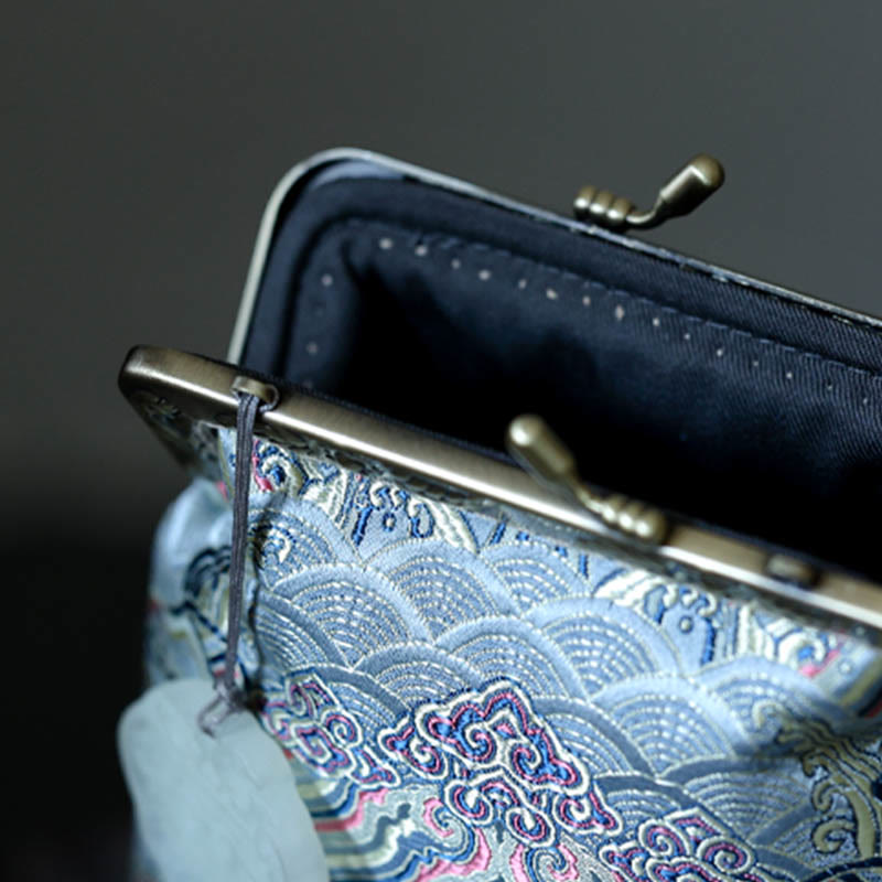 Buddha Stonesの小さな青い海の波メタルチェーンクロスボディバッグショルダーバッグ携帯電話バッグ