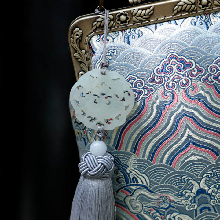 Buddha Stonesの小さな青い海の波メタルチェーンクロスボディバッグショルダーバッグ携帯電話バッグ