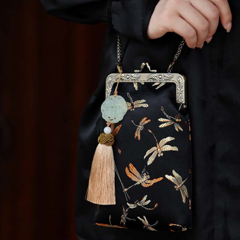 Buddha Stonesの小さなトンボのメタルチェーンクロスボディバッグショルダーバッグ携帯電話バッグ