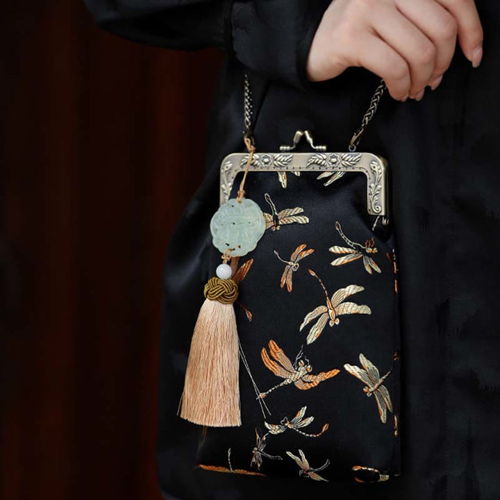 Buddha Stonesの小さなトンボのメタルチェーンクロスボディバッグショルダーバッグ携帯電話バッグ