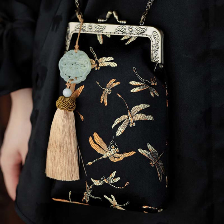 Buddha Stonesの小さなトンボのメタルチェーンクロスボディバッグショルダーバッグ携帯電話バッグ