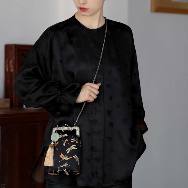 Buddha Stonesの小さなトンボのメタルチェーンクロスボディバッグショルダーバッグ携帯電話バッグ