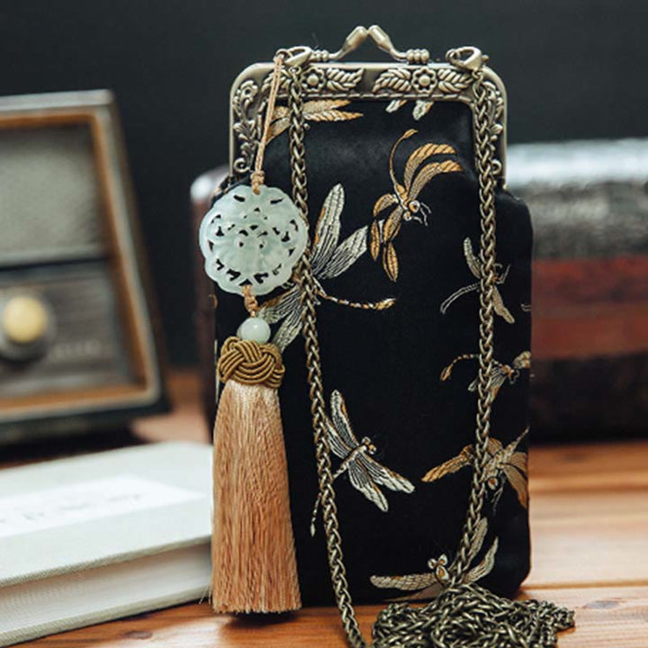 Buddha Stonesの小さなトンボのメタルチェーンクロスボディバッグショルダーバッグ携帯電話バッグ