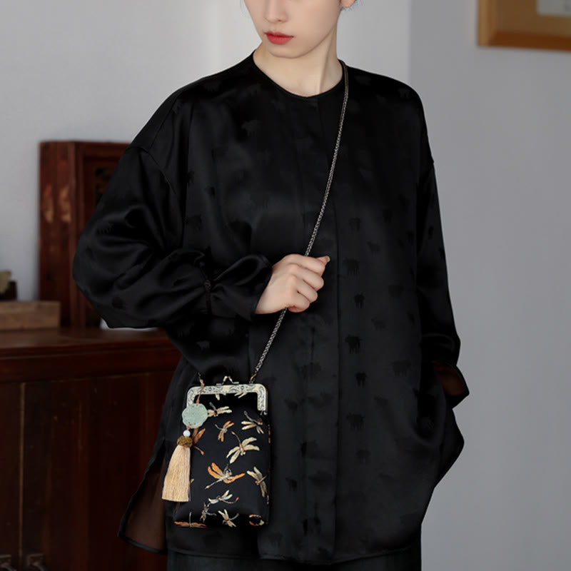 Buddha Stonesの小さなトンボのメタルチェーンクロスボディバッグショルダーバッグ携帯電話バッグ