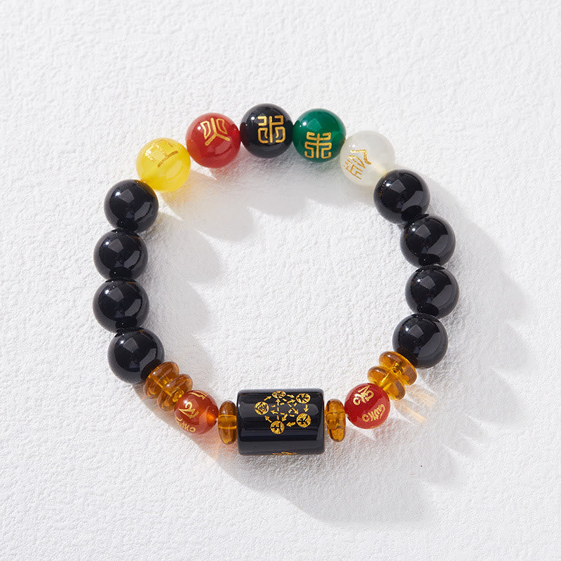 Buddha Stones ブラックオニキス レッドアゲート 金運 知恵 魔除け 開運 ブレスレット