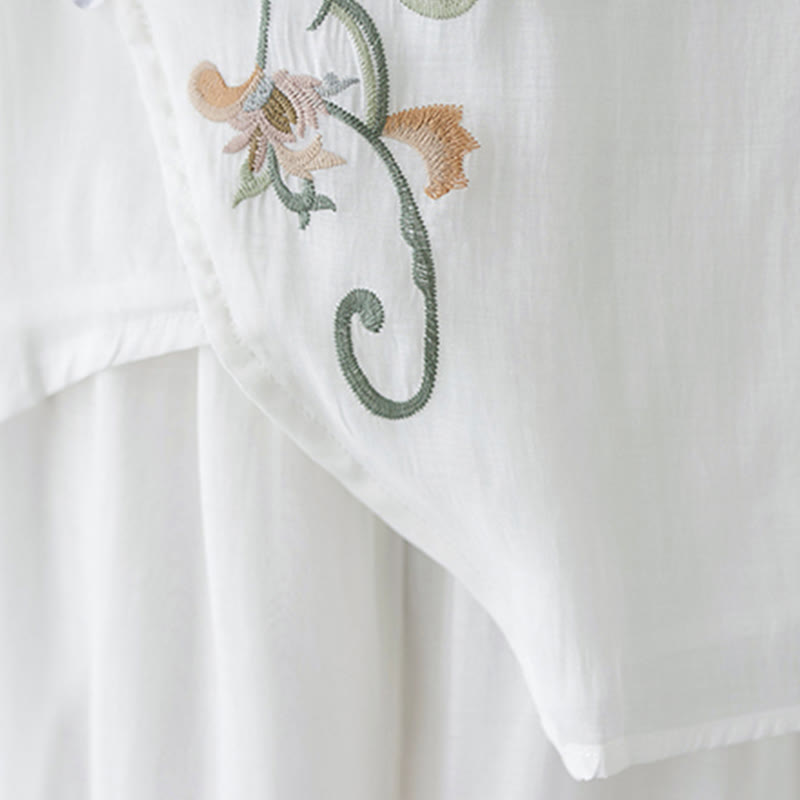 Buddha Stonesフラワー刺繍半袖Tシャツ ワイドレッグパンツ 2点セット