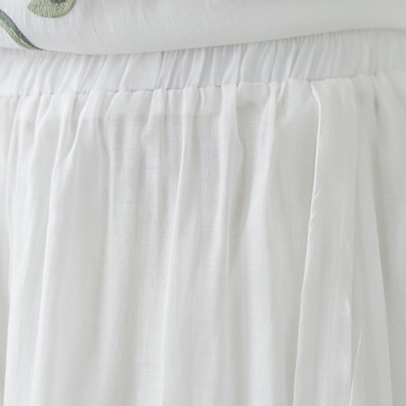 Buddha Stonesフラワー刺繍半袖Tシャツ ワイドレッグパンツ 2点セット