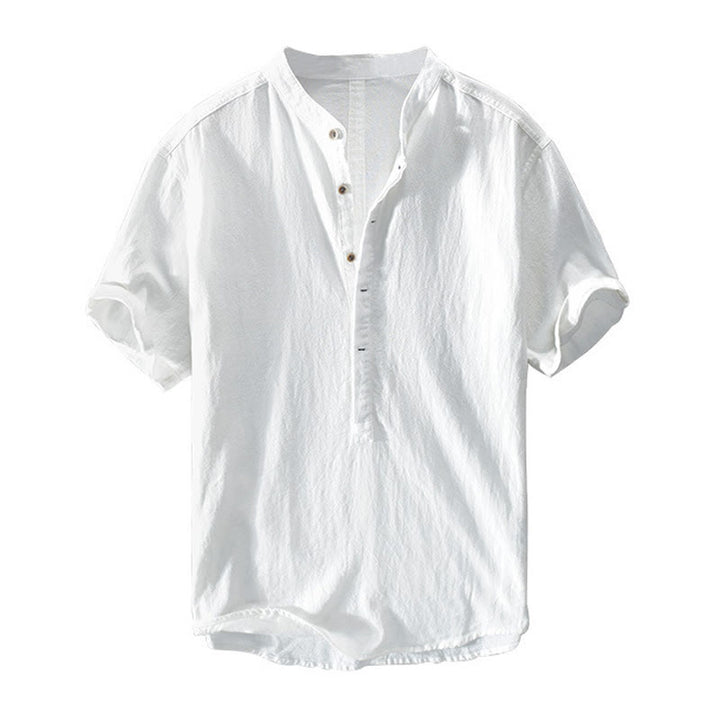Buddha Stones無地 半袖 ハーフボタンシャツ コットンリネン メンズ 服 - image 11