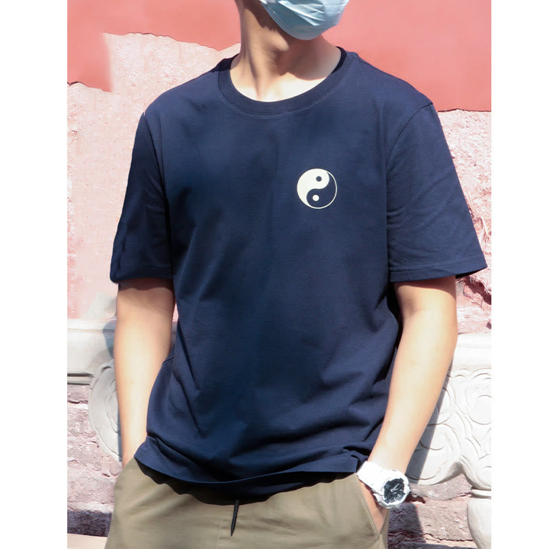 Buddha Stonesメンズ サマー ラウンドネック 半袖 陰陽 コットン Tシャツ - image 3