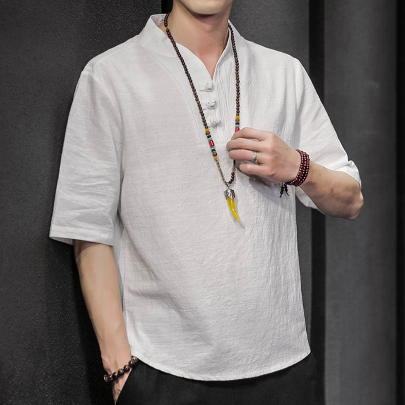 Buddha Stonesカジュアル サマー ハーフスリーブ シャツ コットン メンズ ウェア - image 7