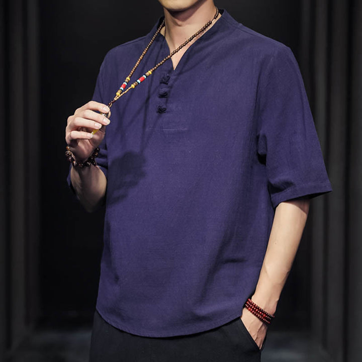 Buddha Stonesカジュアル サマー ハーフスリーブ シャツ コットン メンズ ウェア - image 28