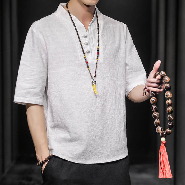 Buddha Stonesカジュアル サマー ハーフスリーブ シャツ コットン メンズ ウェア - image 8