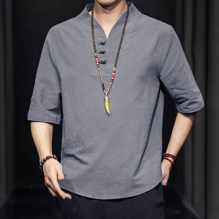 Buddha Stonesカジュアル サマー ハーフスリーブ シャツ コットン メンズ ウェア - image 21