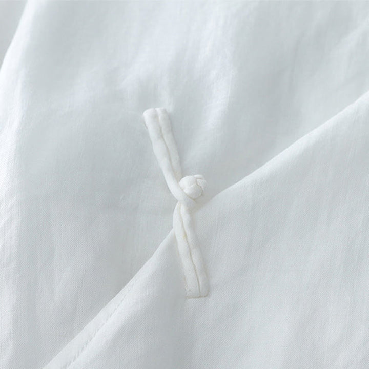 Buddha Stones無地 フロッグボタン 七分袖 ダブルレイヤー コットンリネンシャツ - image 4