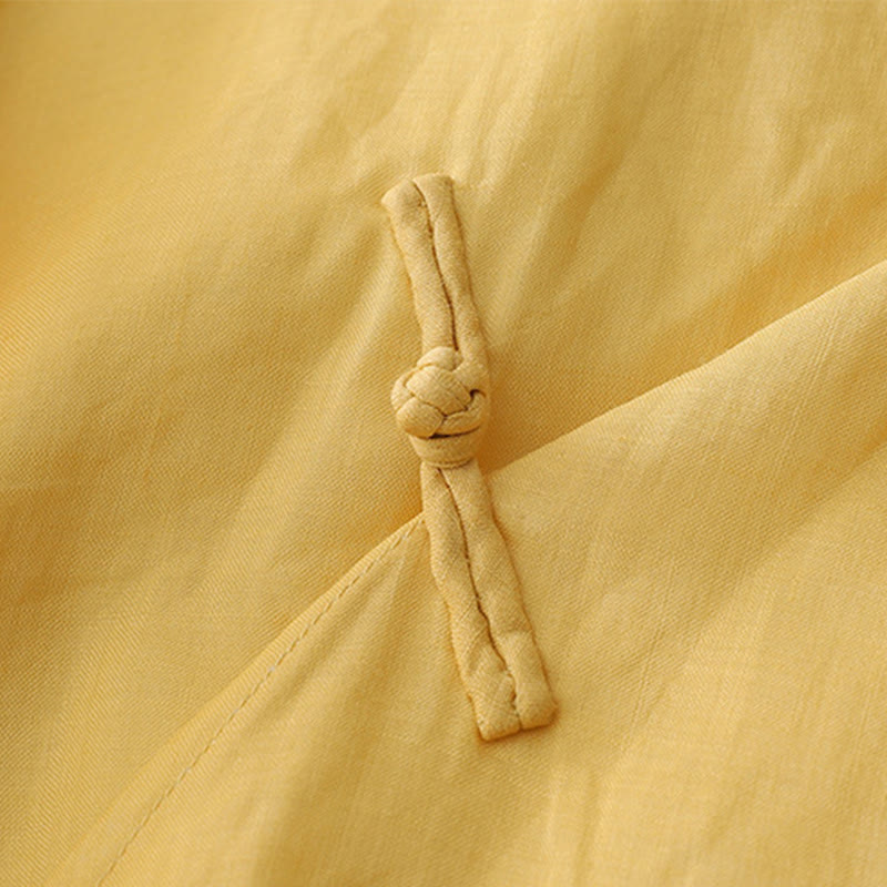 Buddha Stones無地 フロッグボタン 七分袖 ダブルレイヤー コットンリネンシャツ - image 11