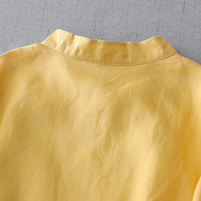 Buddha Stones無地 フロッグボタン 七分袖 ダブルレイヤー コットンリネンシャツ - image 17