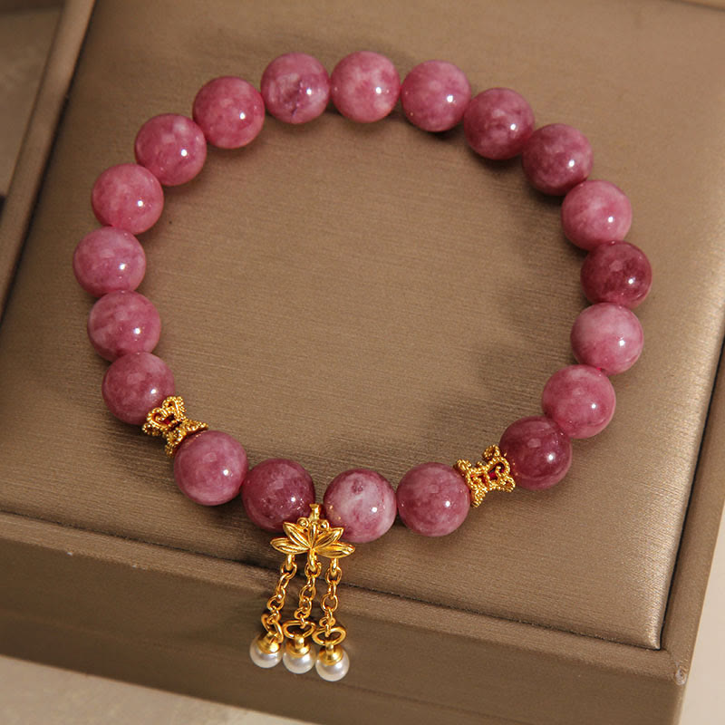Buddha Stonesピンクトルマリン 蓮の花 ポジティブブレスレット