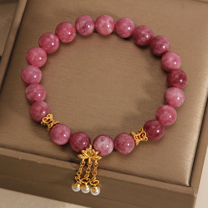 Buddha Stonesピンクトルマリン 蓮の花 ポジティブブレスレット