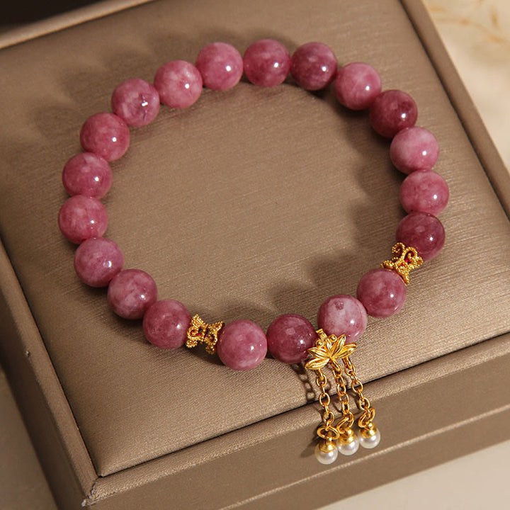 Buddha Stonesピンクトルマリン 蓮の花 ポジティブブレスレット