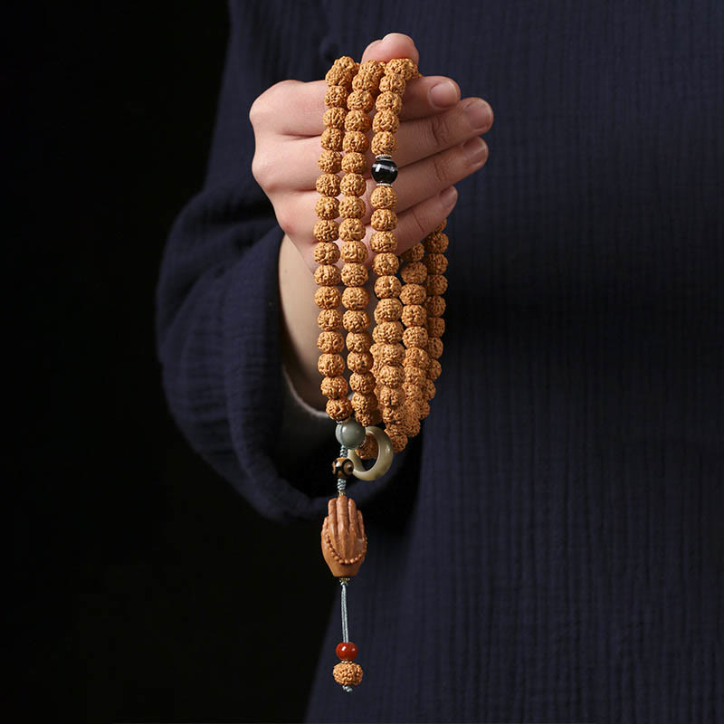 Buddha Stones菩提樹三眼ビーズ仏手チャーム富のブレスレット