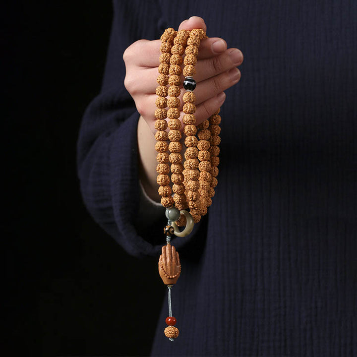 Buddha Stones菩提樹三眼ビーズ仏手チャーム富のブレスレット
