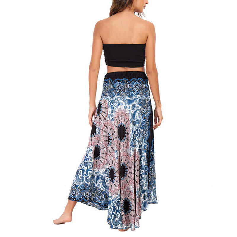 Buddha Stonesの2つのスタイルで着るボヘミアン曼荼羅フラワーウォータードロップレースアップスカートドレス - image 12