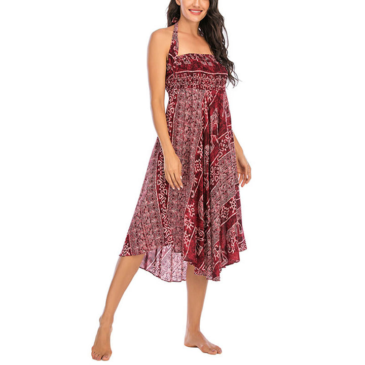 Buddha Stonesの2つのスタイルが着られるボヘミアンエレファントジオメトリックレースアップスカートドレス - image 14