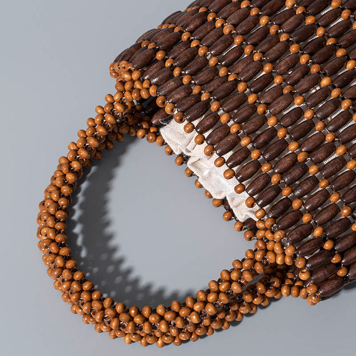 Buddha Stonesの手編み木製ビーズハンドバッグ