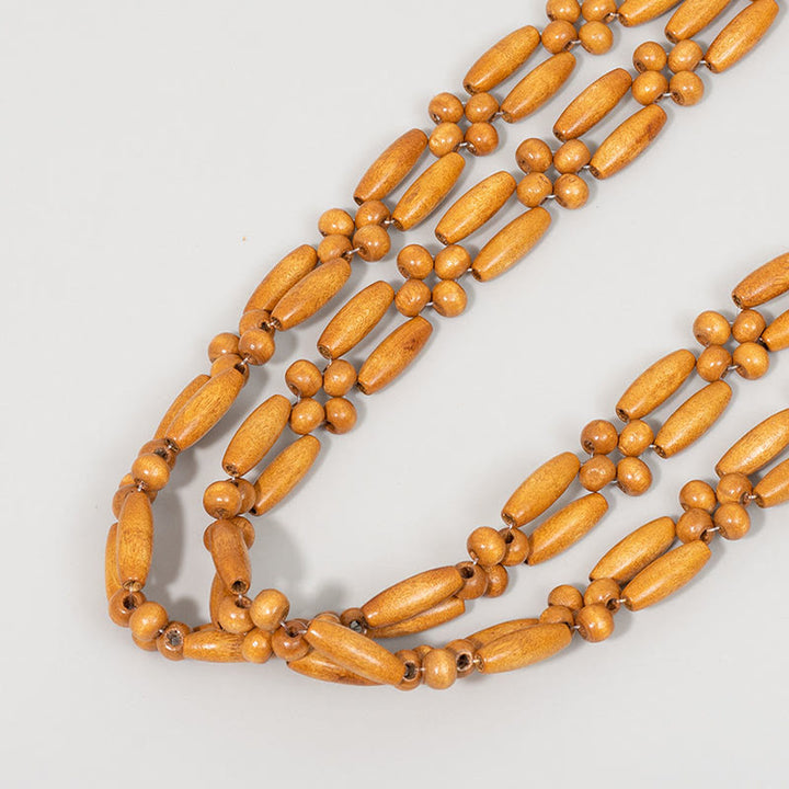 Buddha Stonesの手編み木製ビーズショルダーバッグハンドバッグ