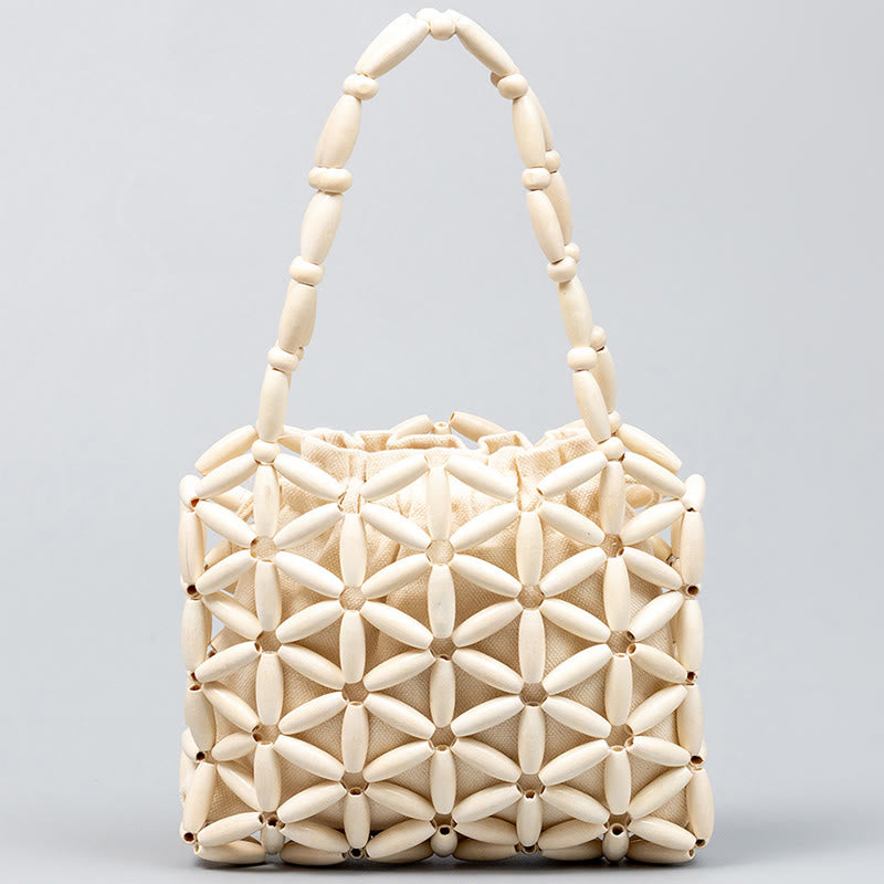 Buddha Stonesの手編みミニ木製ビーズハンドバッグ