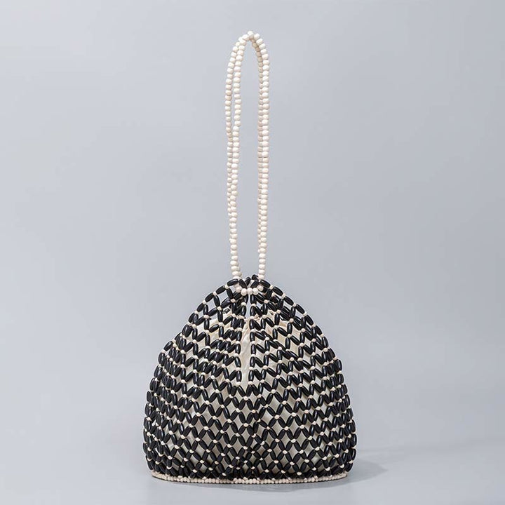 Buddha Stonesの手編み木製ビーズショルダーバッグハンドバッグ