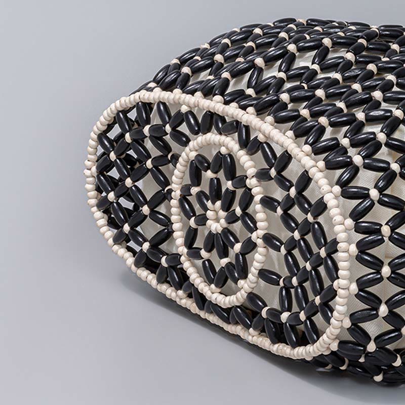 Buddha Stonesの手編み木製ビーズショルダーバッグハンドバッグ