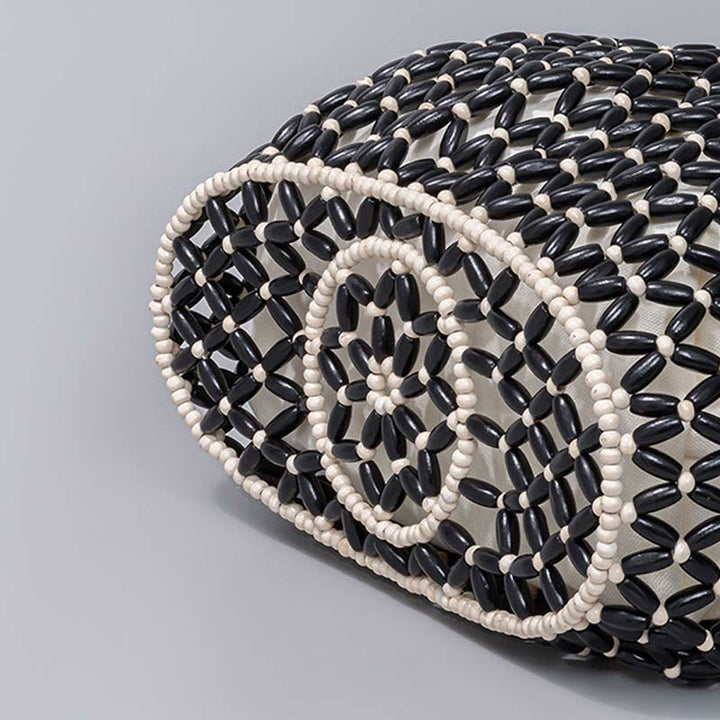 Buddha Stonesの手編み木製ビーズショルダーバッグハンドバッグ