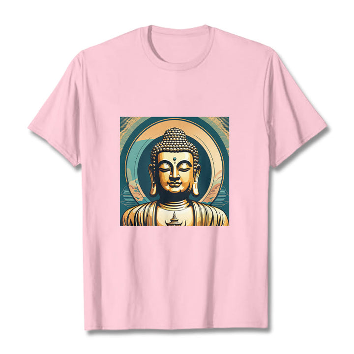 Buddha StonesオーラゴールデンブッダTシャツ - ライトピンク - 2XL - image 12