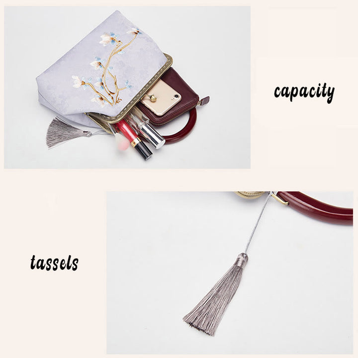 Buddha Stonesの花刺繍ハンドバッグクロスボディバッグ