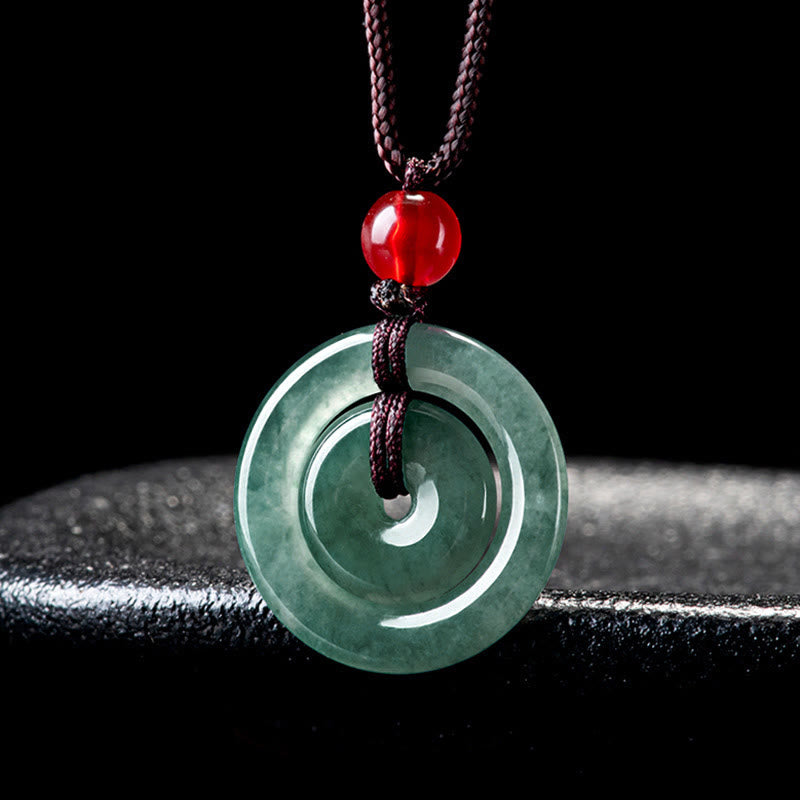 Buddha Stones 翡翠のダブルピースバックル 豊かさを象徴するネックレスペンダント