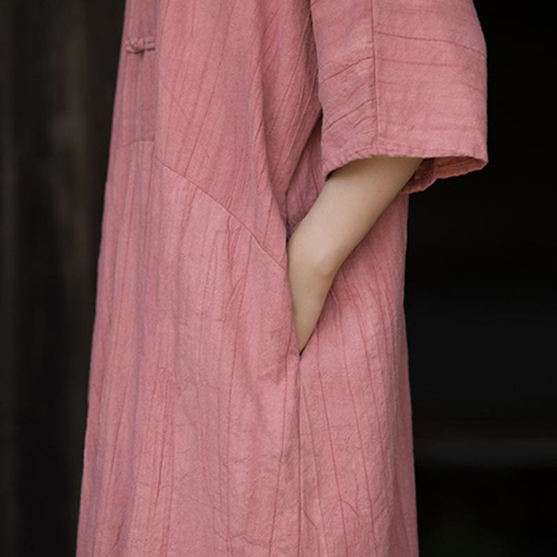 Buddha Stonesハンドメイド タイダイ ラミー リネン フロッグボタン ミディドレス ワイドレッグパンツ ポケット付き - image 21