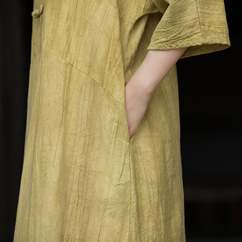 Buddha Stonesハンドメイド タイダイ ラミー リネン フロッグボタン ミディドレス ワイドレッグパンツ ポケット付き - image 30