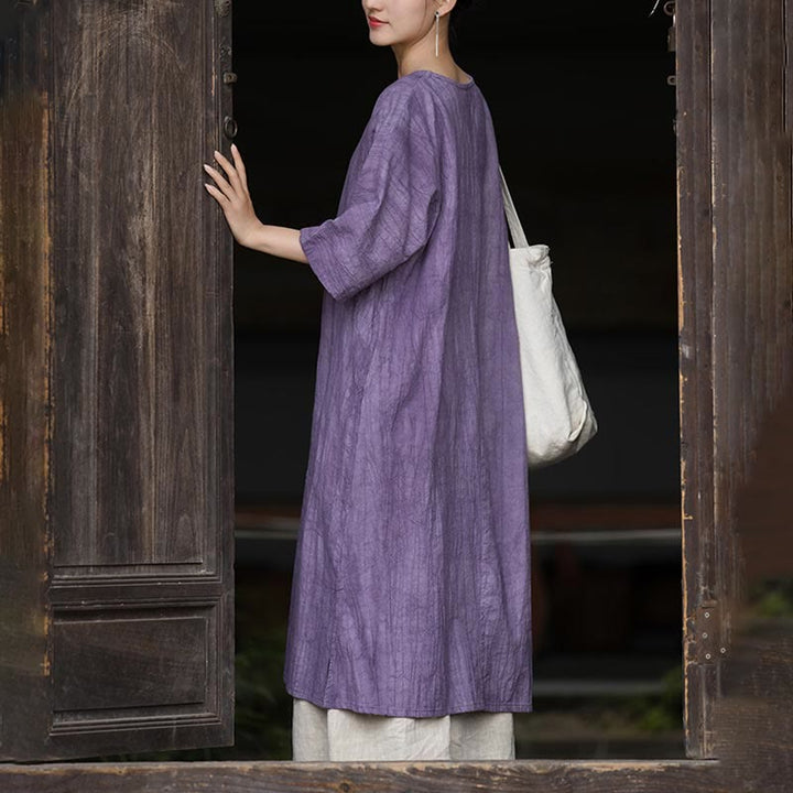 Buddha Stonesハンドメイド タイダイ ラミー リネン フロッグボタン ミディドレス ワイドレッグパンツ ポケット付き - image 9