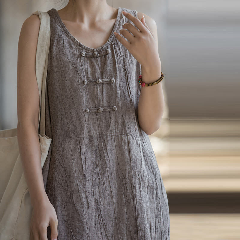 Buddha Stonesフロッグボタン ノースリーブ キャミソール ミディドレス ラミーリネン ワイドレッグパンツ ポケット付き - image 32