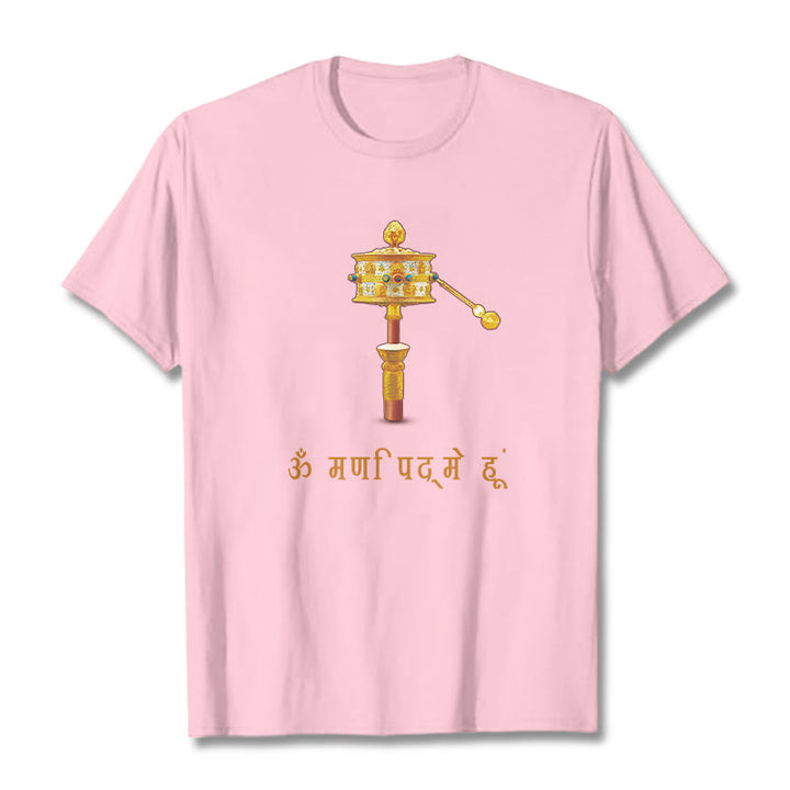 Buddha Stonesサンスクリット語 OM NAMAH SHIVAYA祈祷ホイールTシャツ Tシャツ - ライトピンク - 2XL - image 14