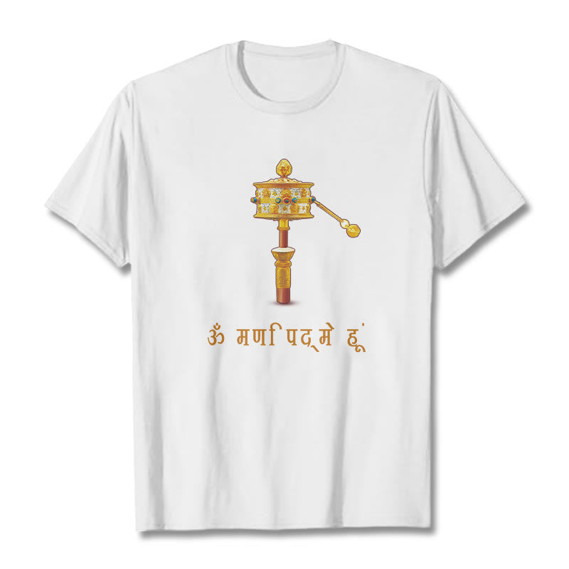 Buddha Stonesサンスクリット語 OM NAMAH SHIVAYA祈祷ホイールTシャツ Tシャツ - 白 - 2XL - image 3