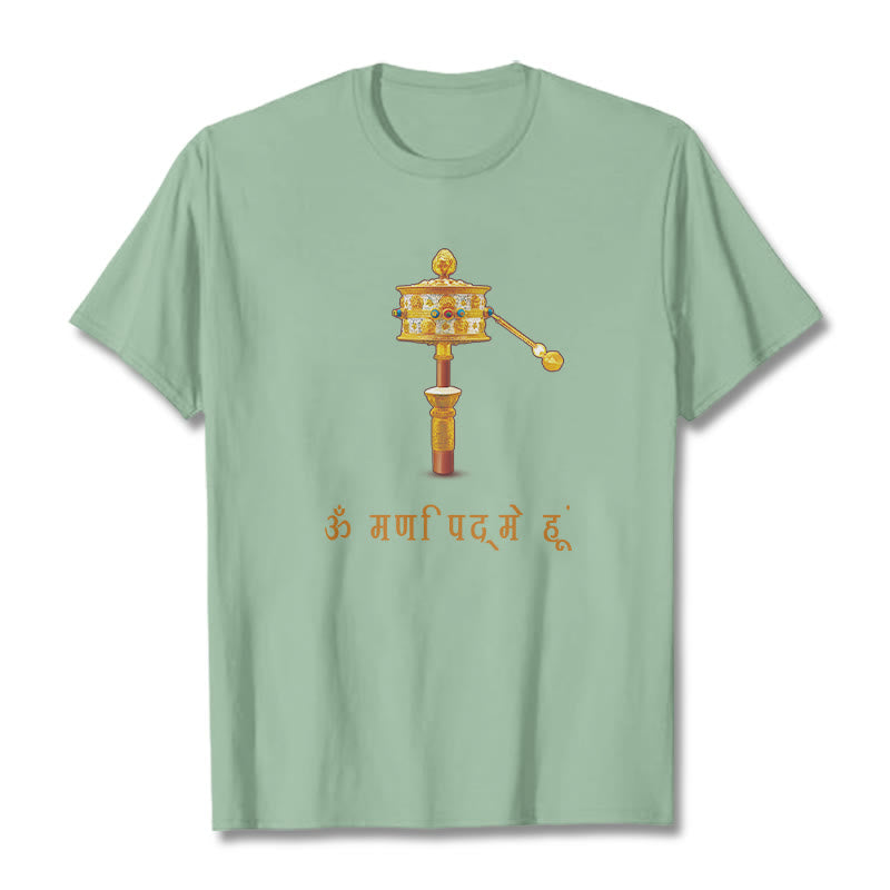 Buddha Stonesサンスクリット語 OM NAMAH SHIVAYA祈祷ホイールTシャツ Tシャツ - ペールグリーン - 2XL - image 16